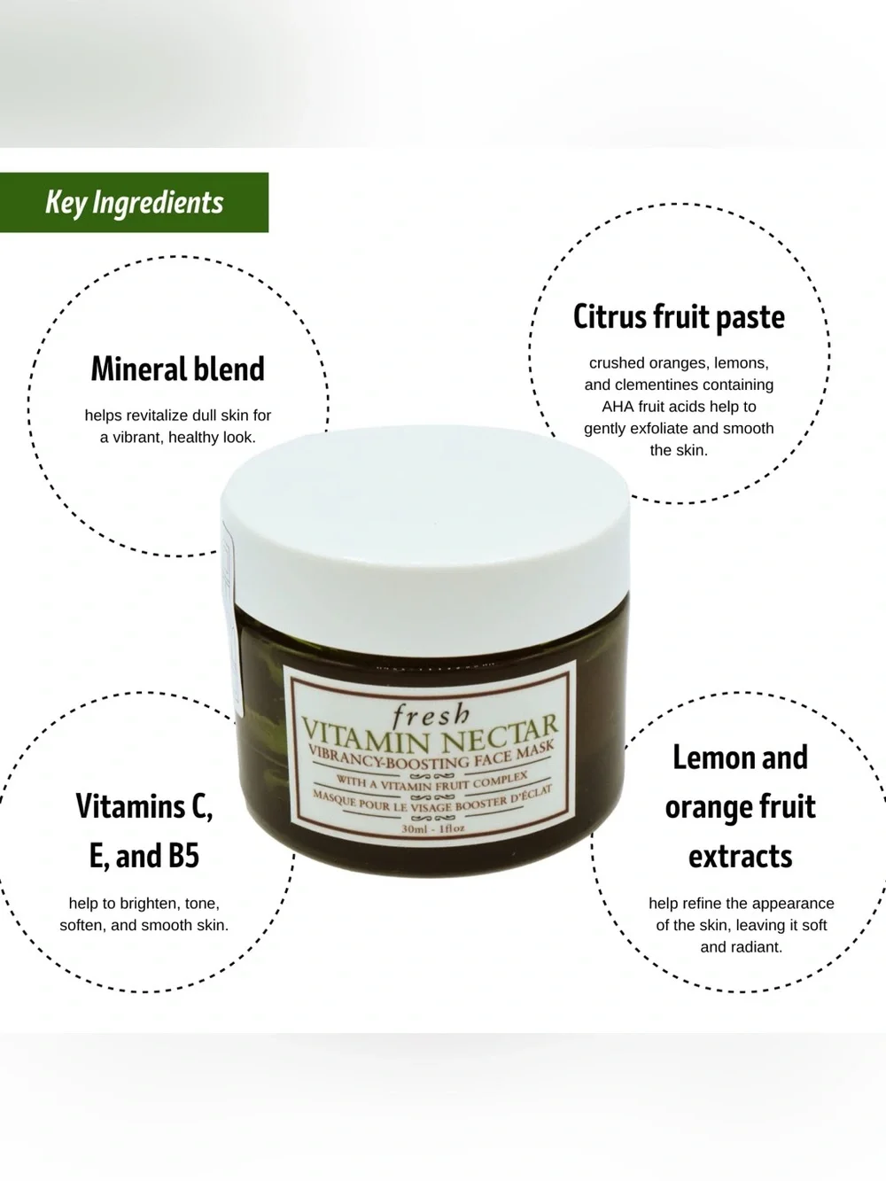 Fresh NIB Vitamin Nectar Vibrancy Boosting Face Mask - Travel SZ 15ml